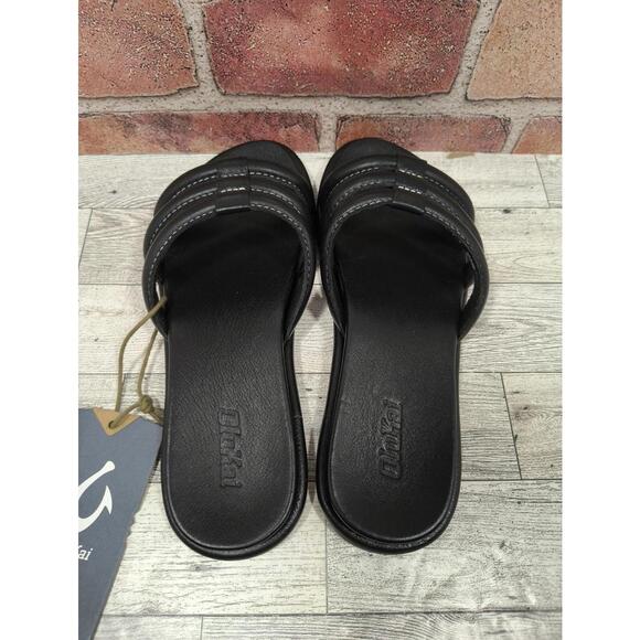 Olukai Tiare Slide Sandal Women's Size 6 Black Leather Strappy New With Tag - Picture 7 of 8